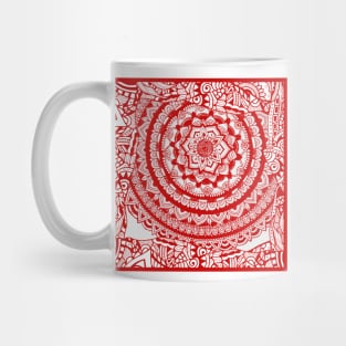 Red zentangle floral print Mug